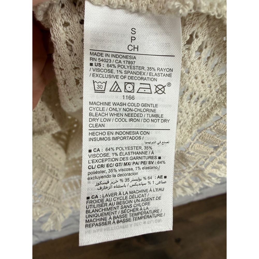 Old Navy Cream Open Knit Crochet Tank Top Boho Festival Beach Cover Up Women's S - Picture 6 of 9